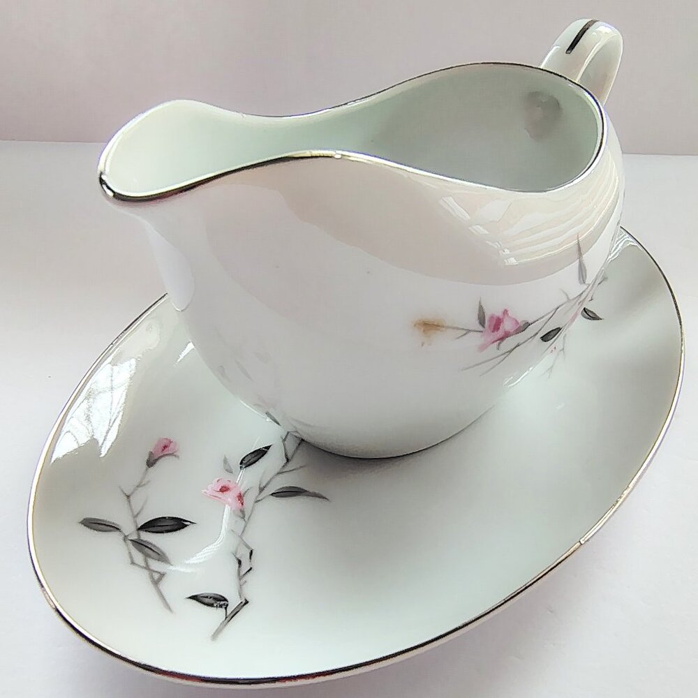 Cherry Blossom Fine China Gravy Boat & Underplate